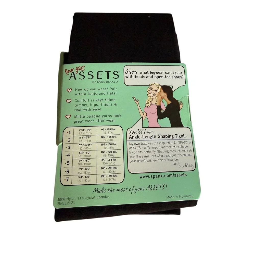 SPANX Assets by Sara Blakely Women's Ankle Length Shaping Tights Black Size 2 - Picture 2 of 3